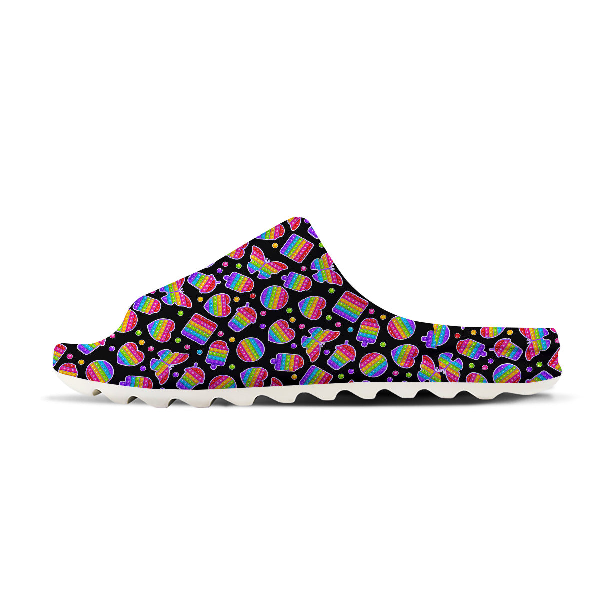 Silicone Bubbles Pop it Colorful Print Pattern Sandals-grizzshop