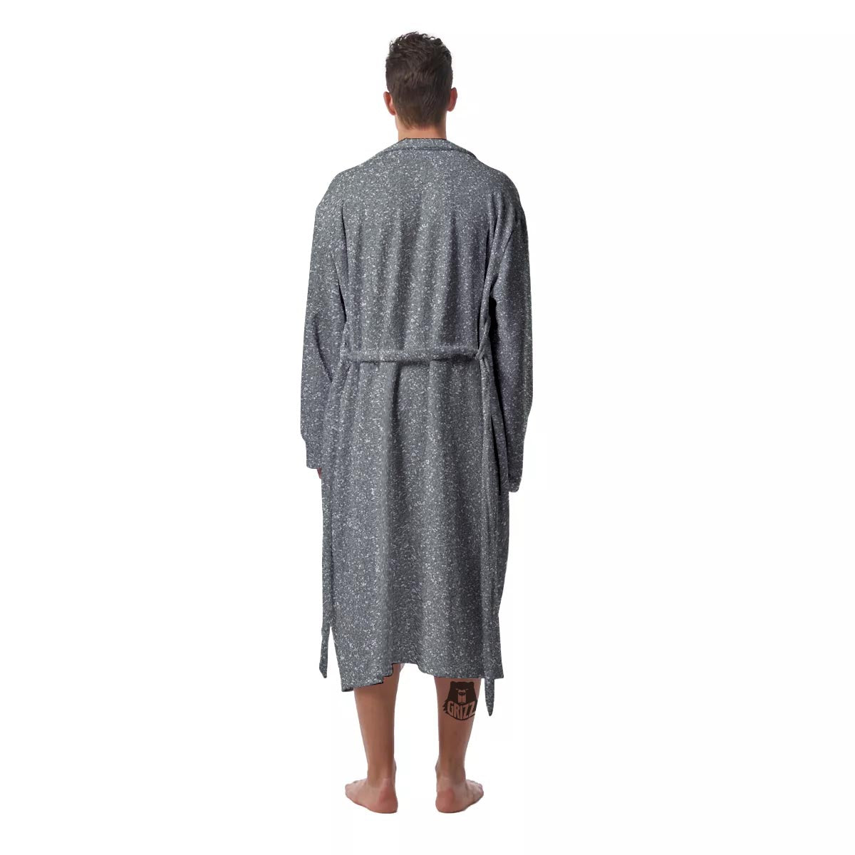 Silver Glitter Artwork Print Men's Robe-grizzshop