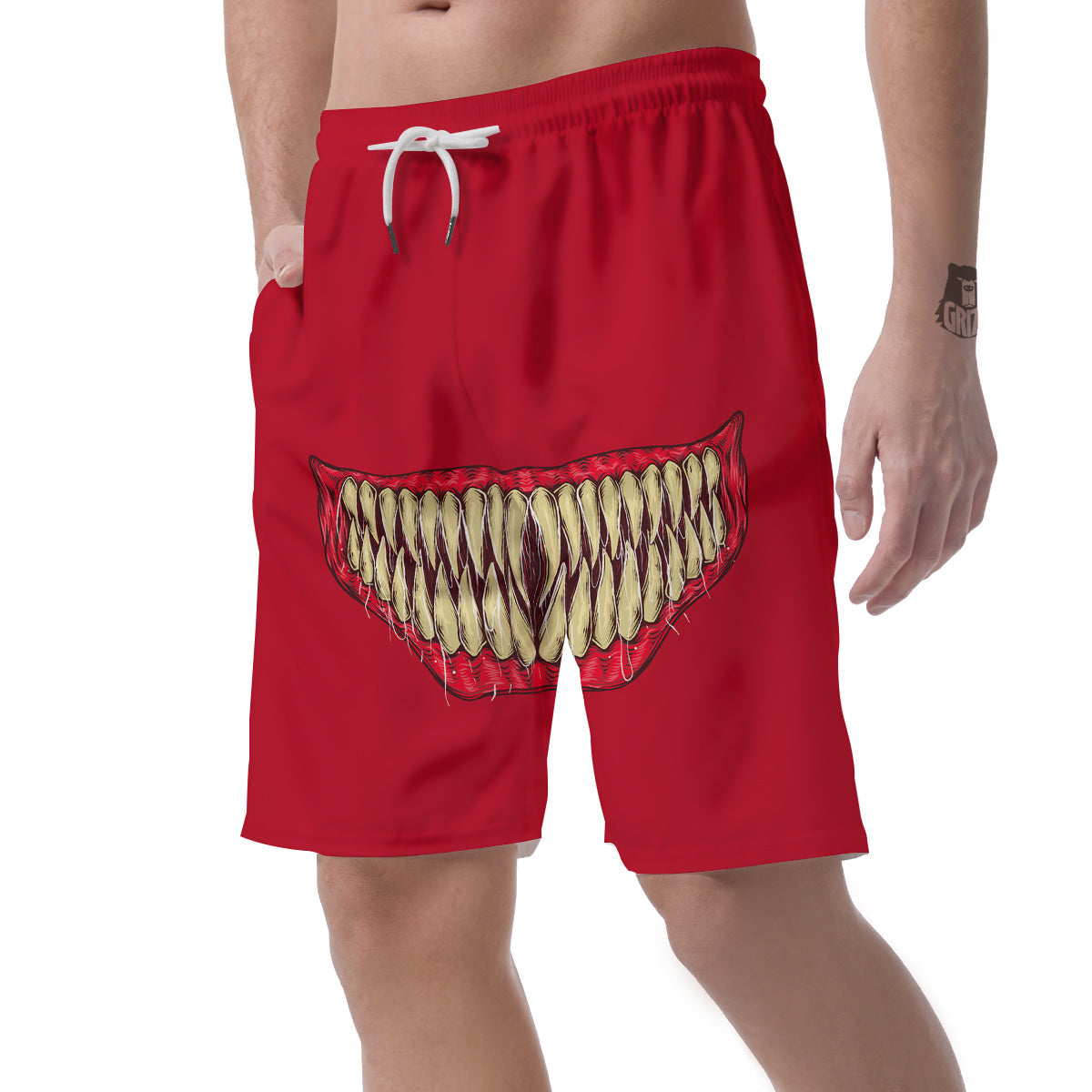 Sinister Smile Print Men's Shorts-grizzshop