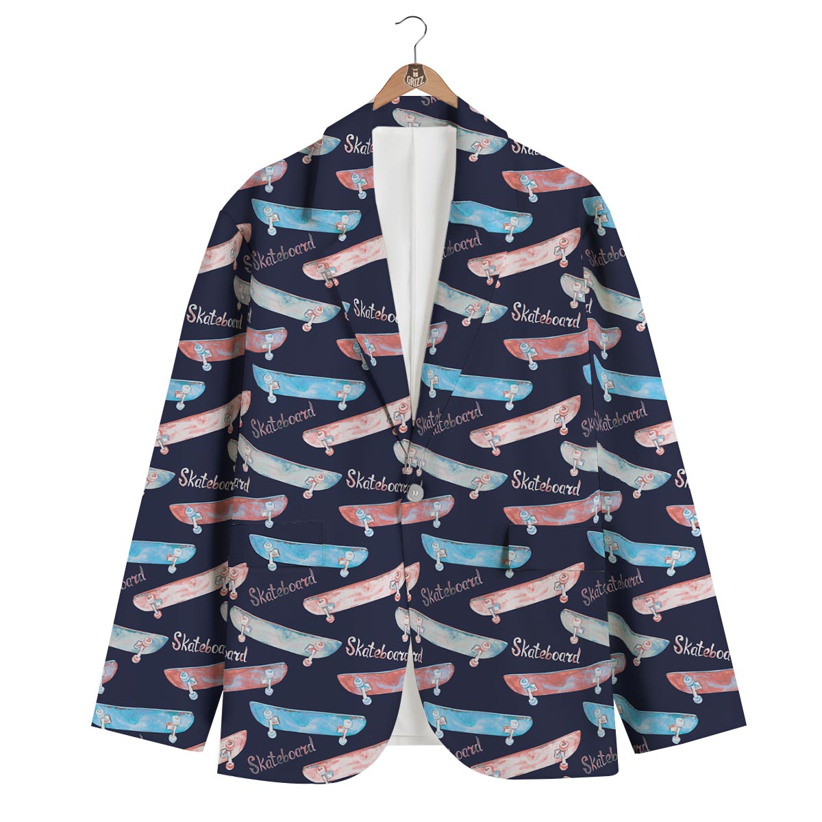 Skateboard Print Pattern Men's Blazer-grizzshop