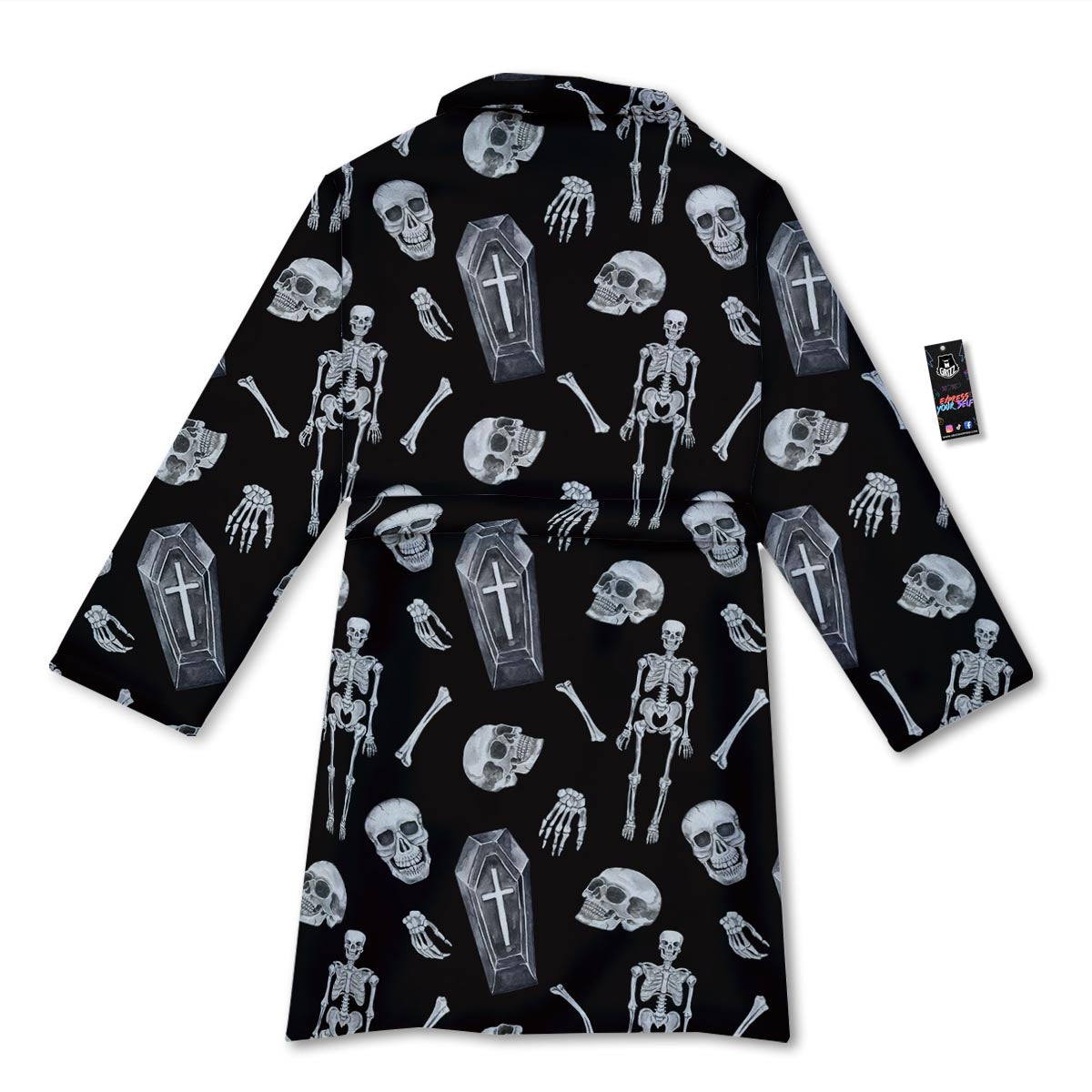 Skeleton And Tomb Print Pattern Bathrobe-grizzshop