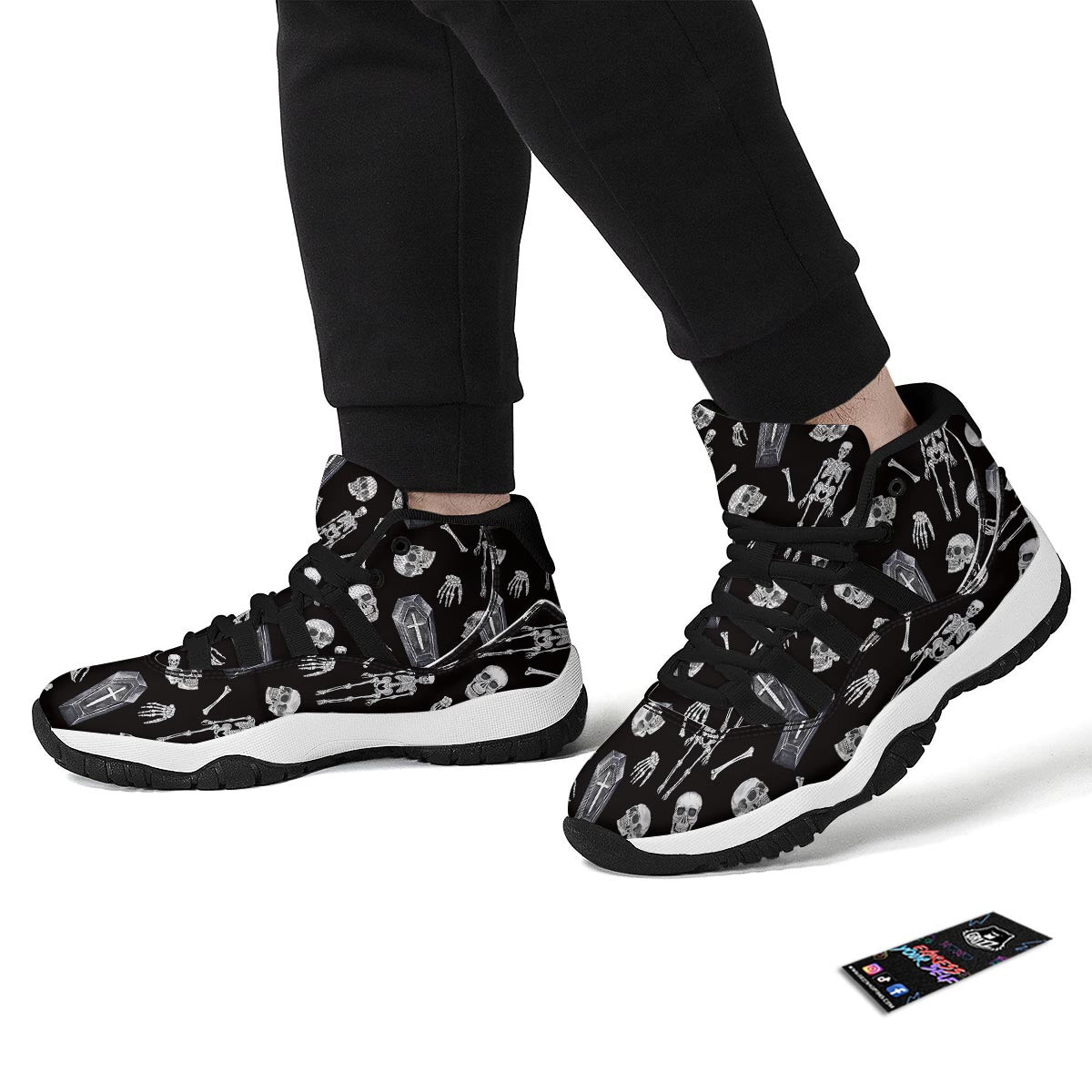 Skeleton And Tomb Print Pattern Black Bball Shoes-grizzshop