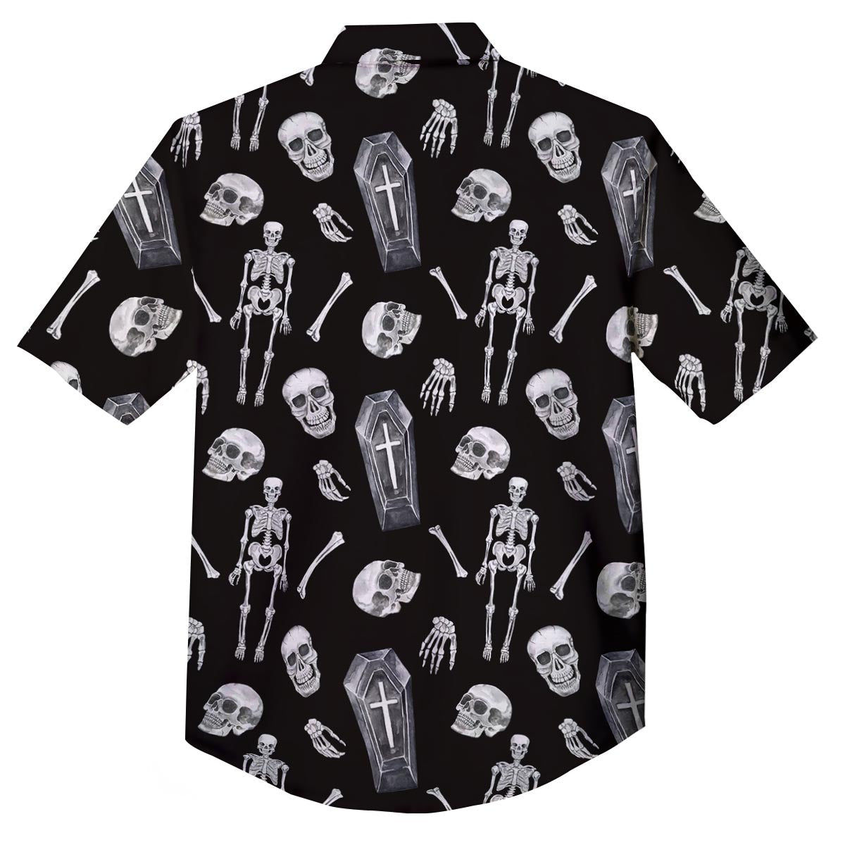 Skeleton And Tomb Print Pattern Button Up Shirt-grizzshop