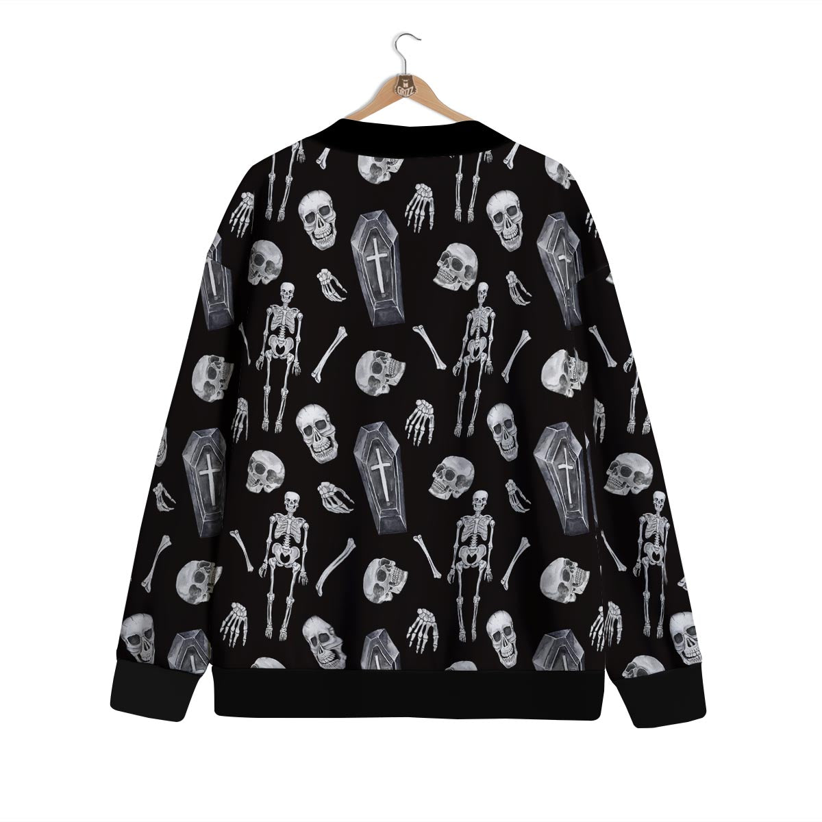 Skeleton And Tomb Print Pattern Cardigan-grizzshop