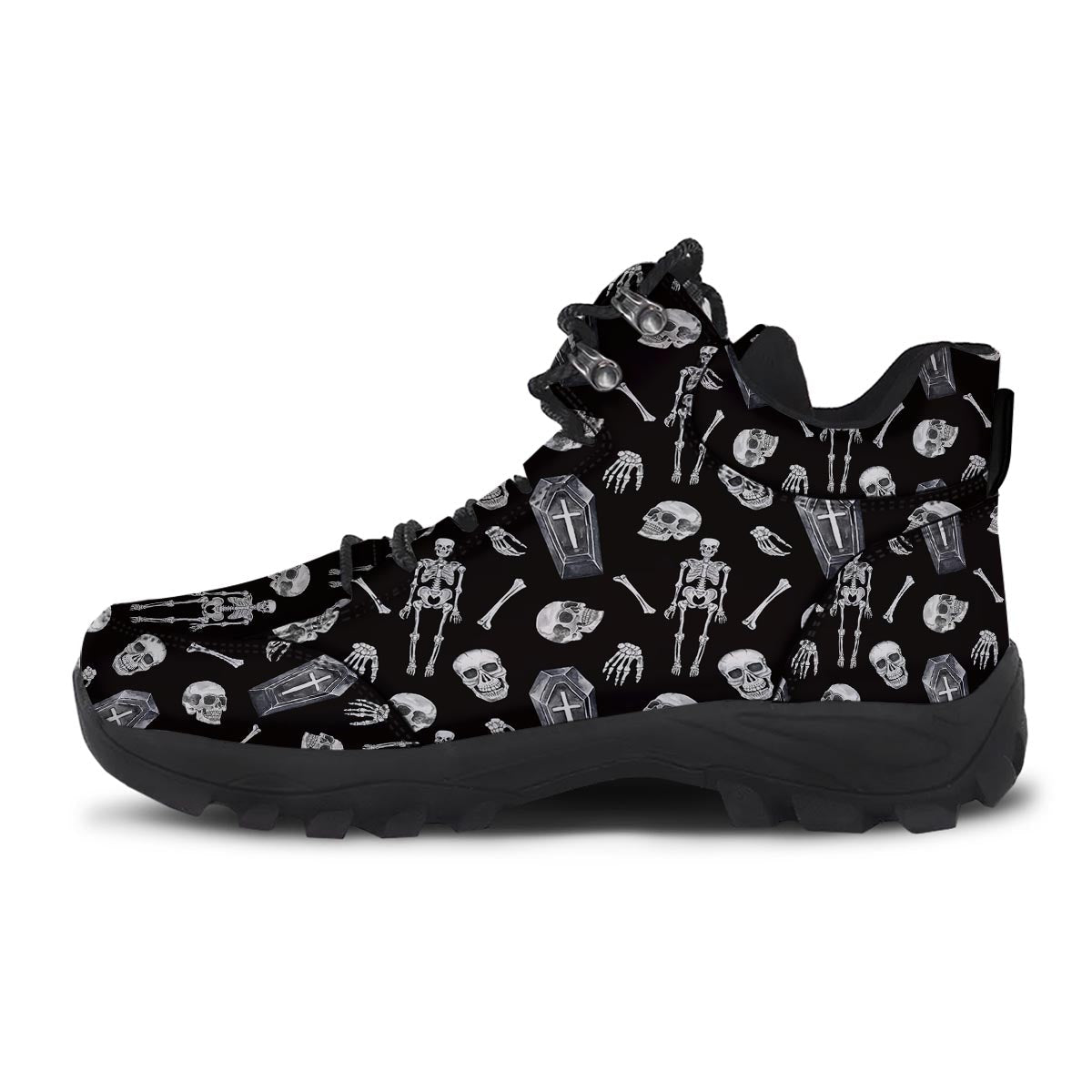 Skeleton And Tomb Print Pattern Hiking Shoes-grizzshop