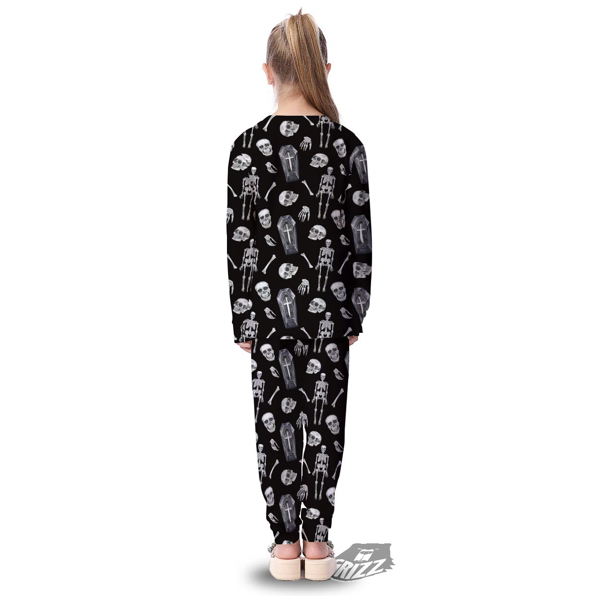 Skeleton And Tomb Print Pattern Kid's Pajamas-grizzshop