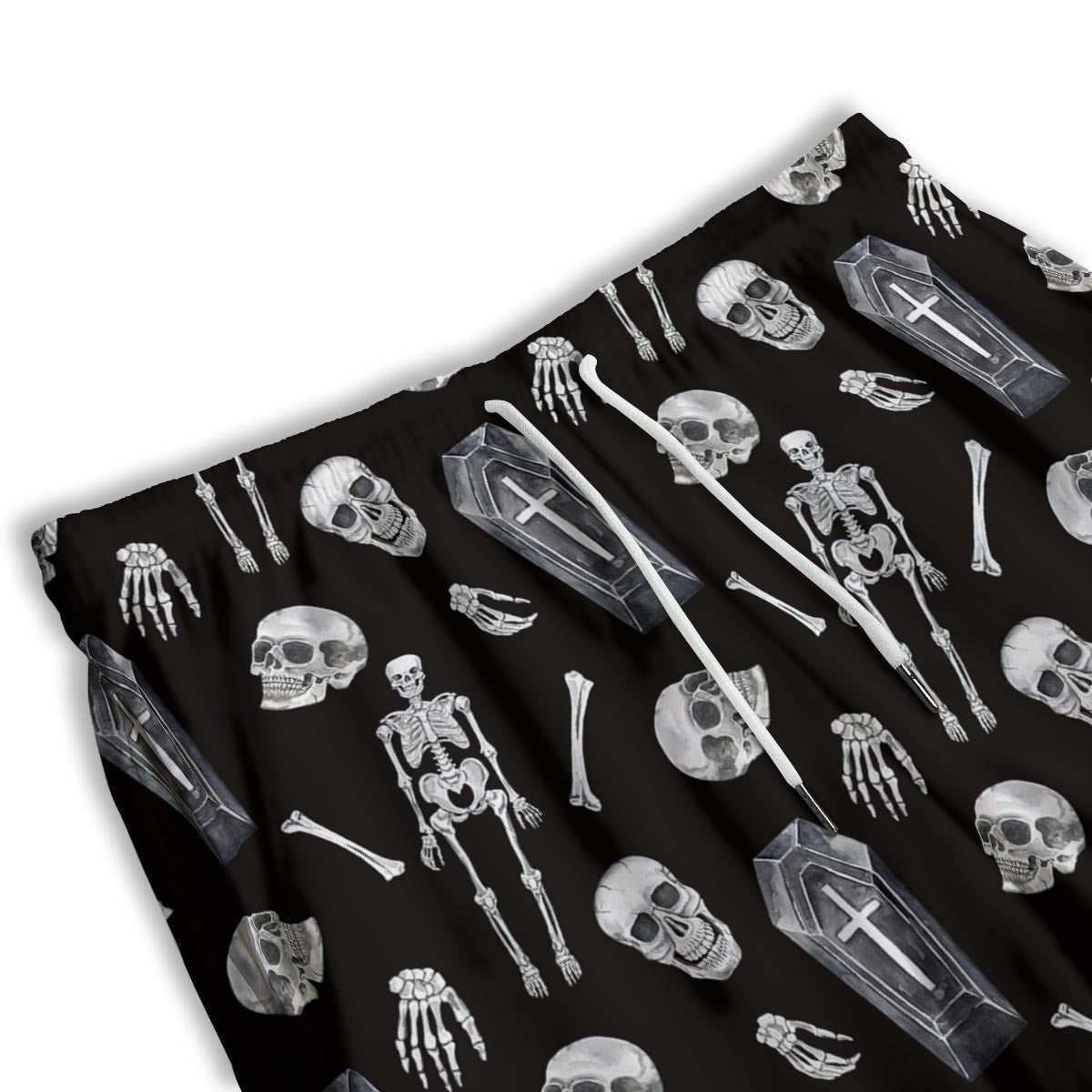 Skeleton And Tomb Print Pattern Men's Athletic Shorts