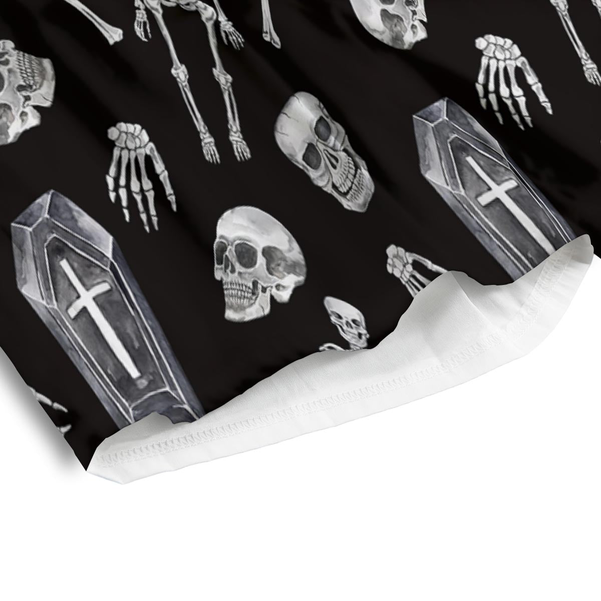 Skeleton And Tomb Print Pattern Men's Athletic Shorts