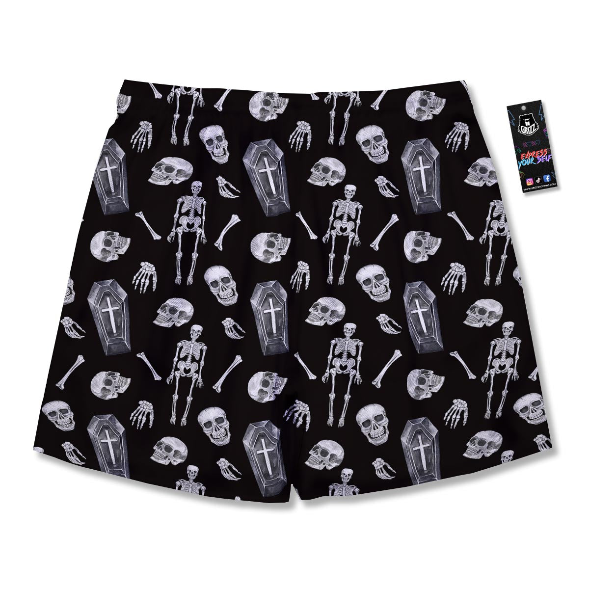Skeleton And Tomb Print Pattern Men's Running Shorts-grizzshop
