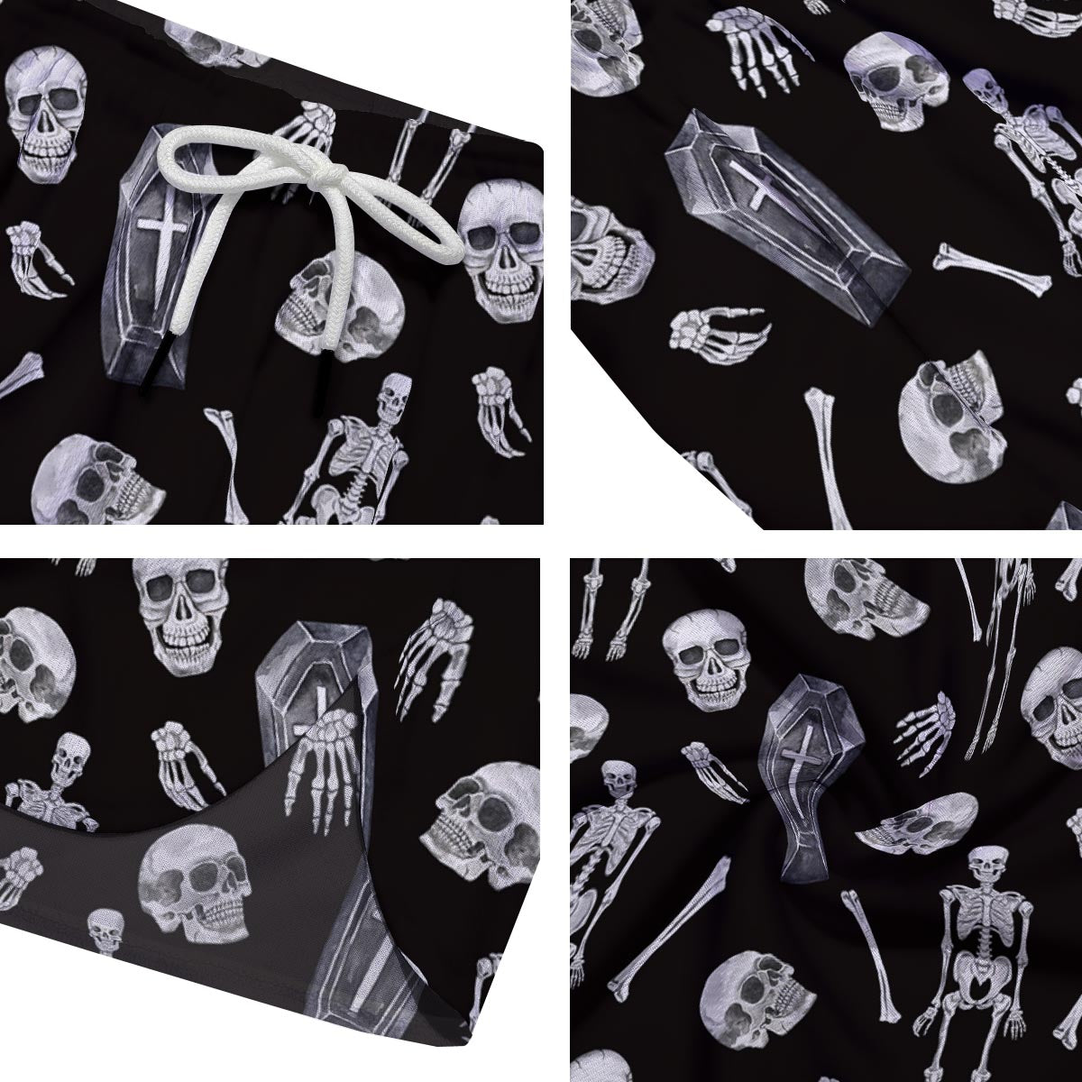 Skeleton And Tomb Print Pattern Men's Running Shorts-grizzshop