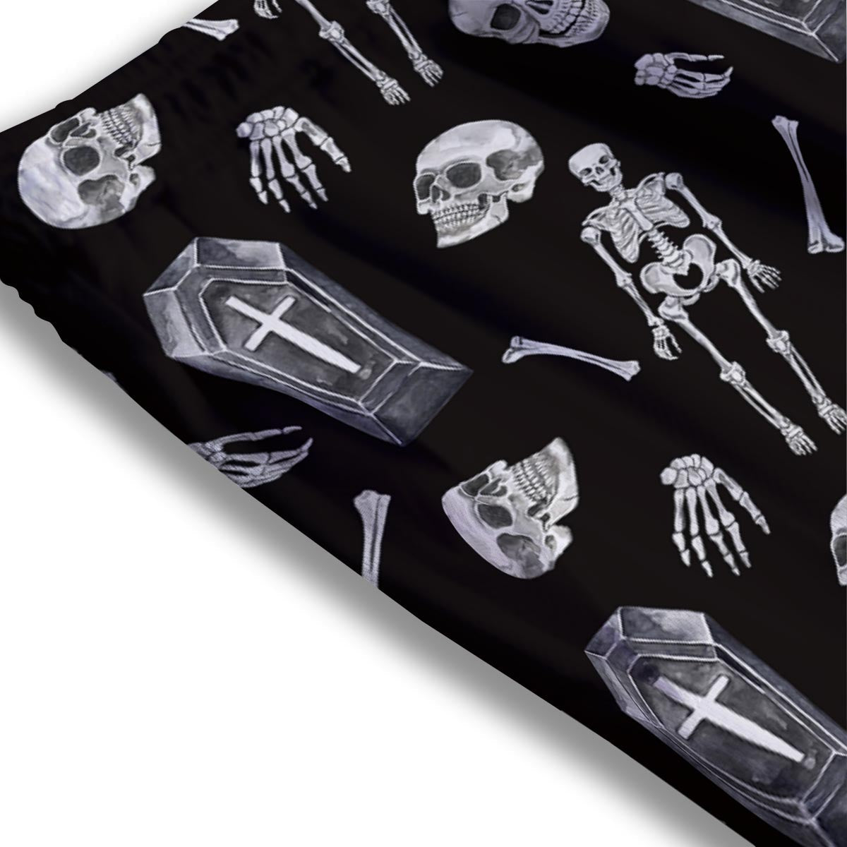 Skeleton And Tomb Print Pattern Mesh Shorts