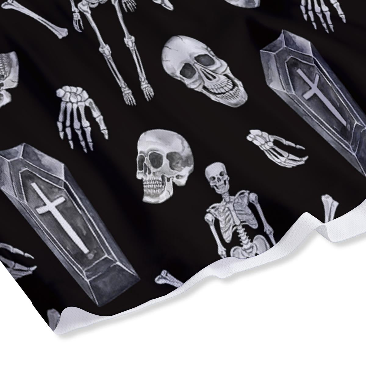 Skeleton And Tomb Print Pattern Mesh Shorts