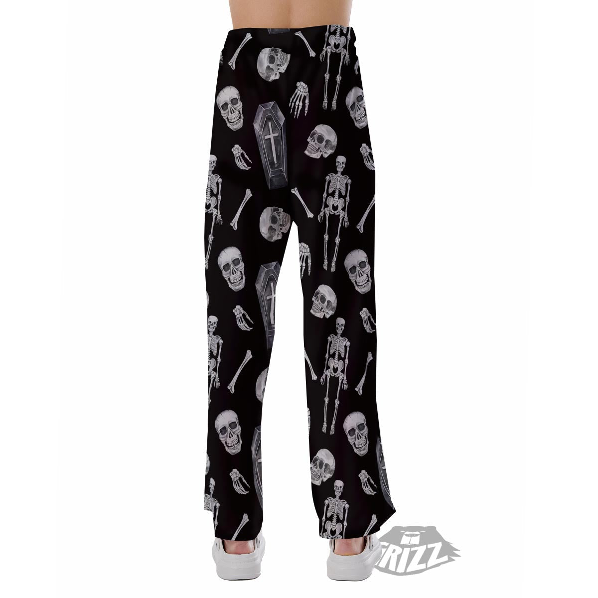 Skeleton And Tomb Print Pattern Pajama Pants-grizzshop