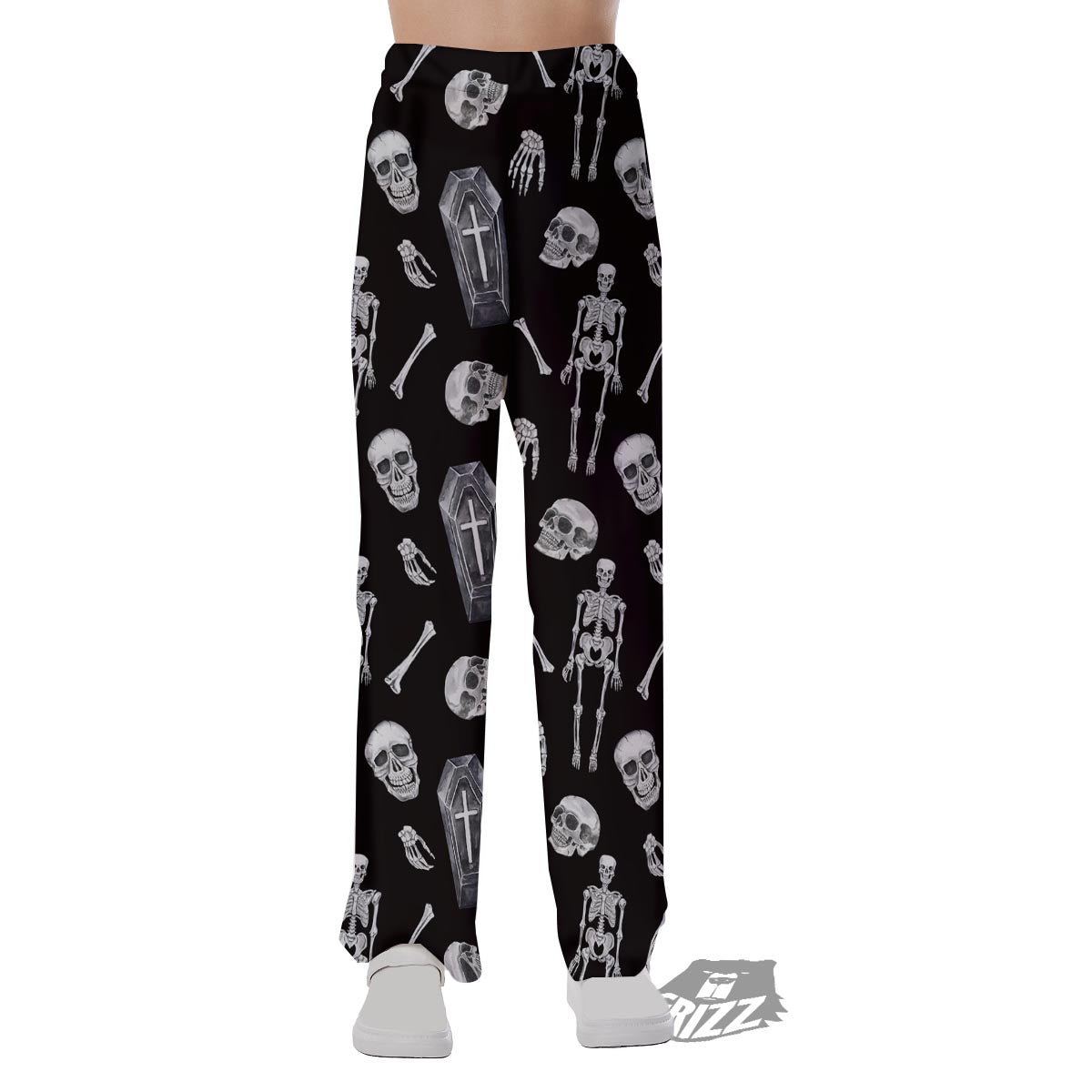 Skeleton And Tomb Print Pattern Pajama Pants-grizzshop