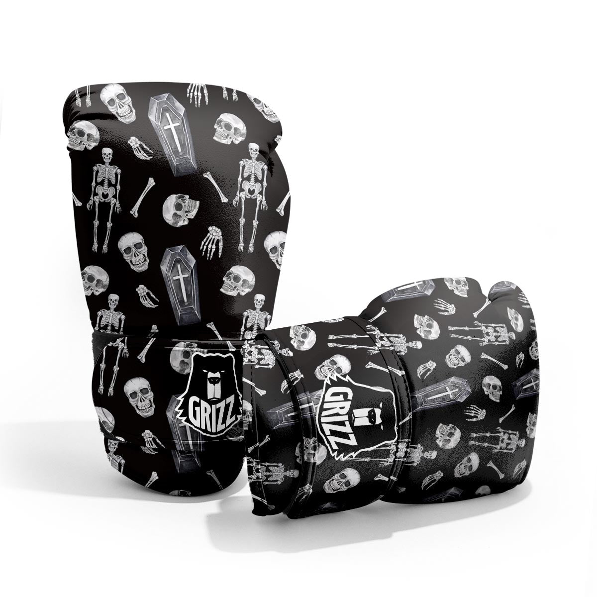 Skeleton And Tomb Print Pattern Pro Boxing Glove