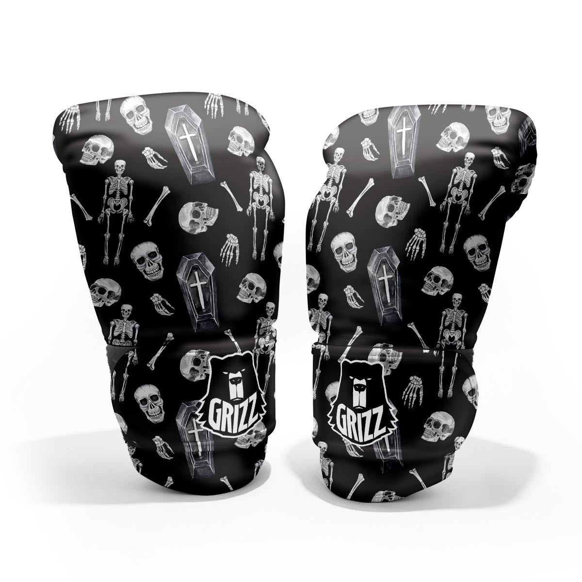 Skeleton And Tomb Print Pattern Pro Boxing Glove