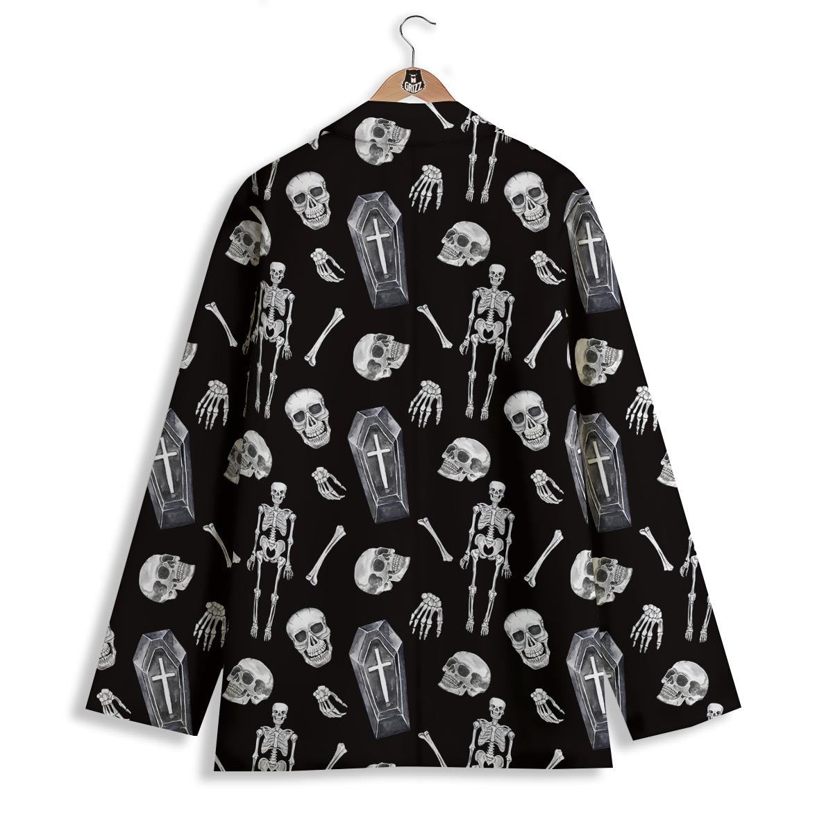 Skeleton And Tomb Print Pattern Women's Blazer-grizzshop
