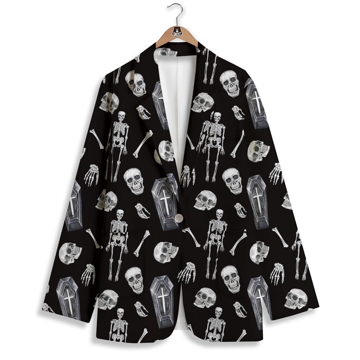 Skeleton And Tomb Print Pattern Women's Blazer-grizzshop