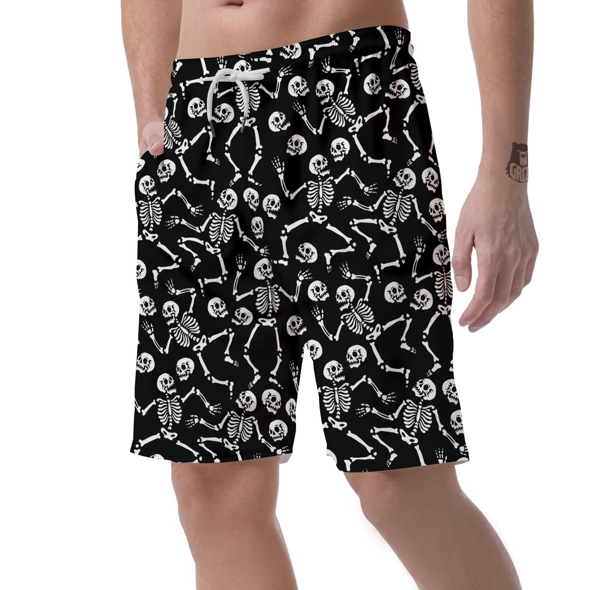 Skeleton Dancing Halloween Men's Shorts-grizzshop