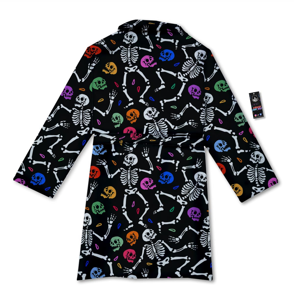 Skeleton Dancing Trippy Print Pattern Bathrobe-grizzshop