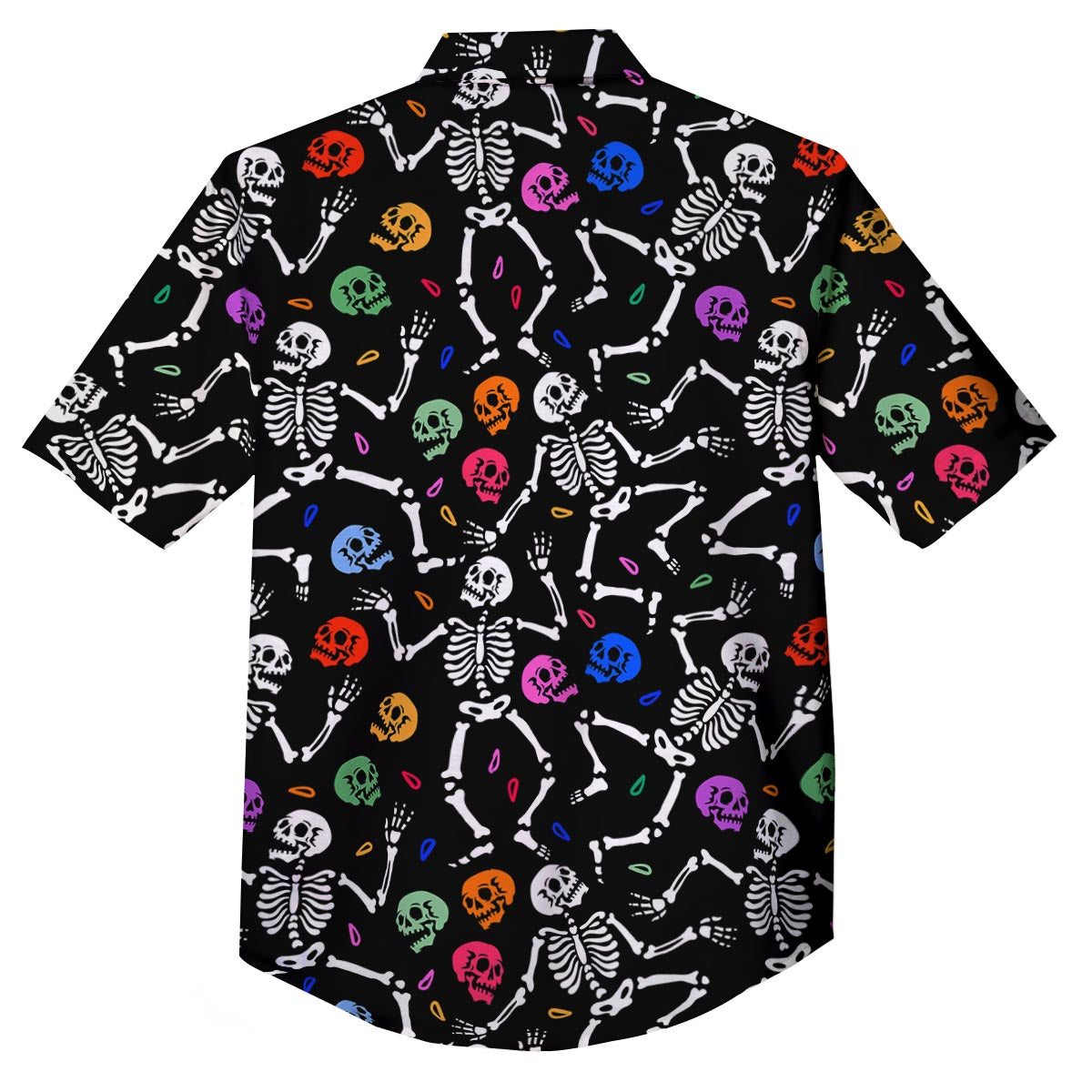 Skeleton Dancing Trippy Print Pattern Button Up Shirt-grizzshop