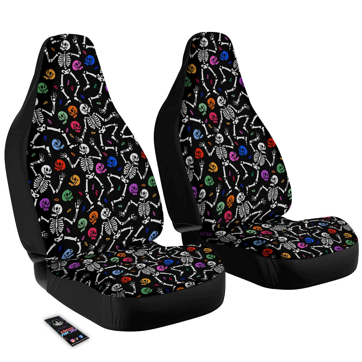 Skeleton Dancing Trippy Print Pattern Car Seat Covers-grizzshop