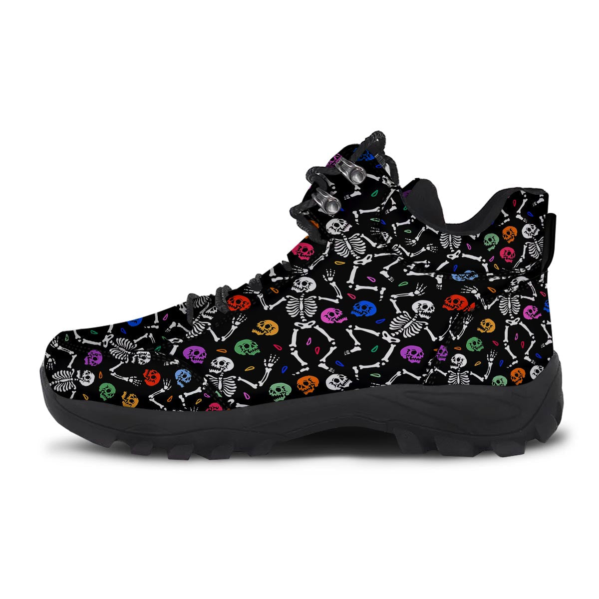 Skeleton Dancing Trippy Print Pattern Hiking Shoes-grizzshop