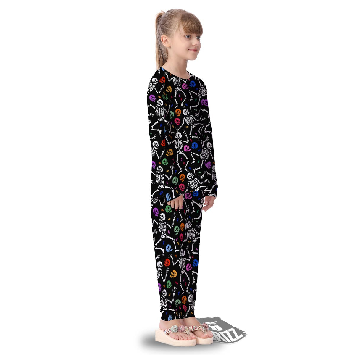 Skeleton Dancing Trippy Print Pattern Kid's Pajamas-grizzshop