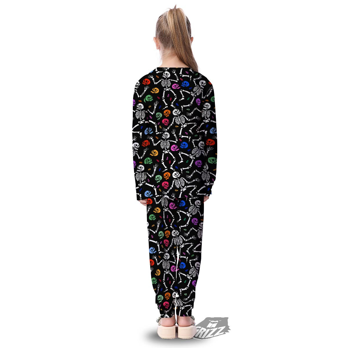 Skeleton Dancing Trippy Print Pattern Kid's Pajamas-grizzshop