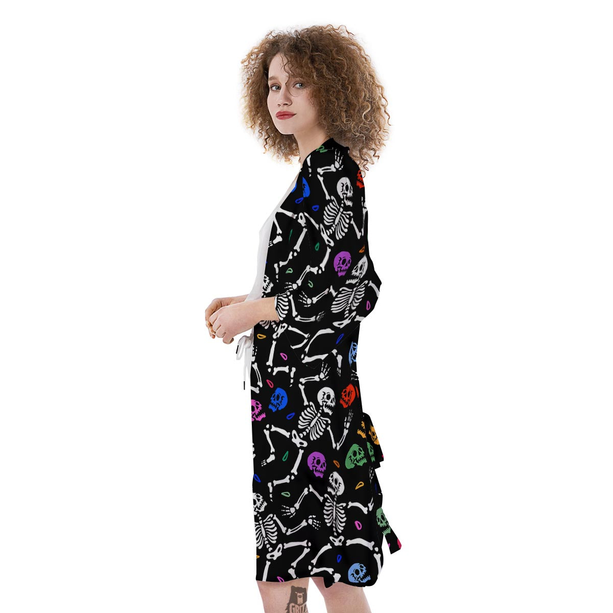 Skeleton Dancing Trippy Print Pattern Kimono-grizzshop