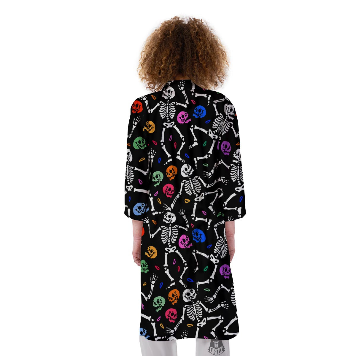 Skeleton Dancing Trippy Print Pattern Kimono-grizzshop