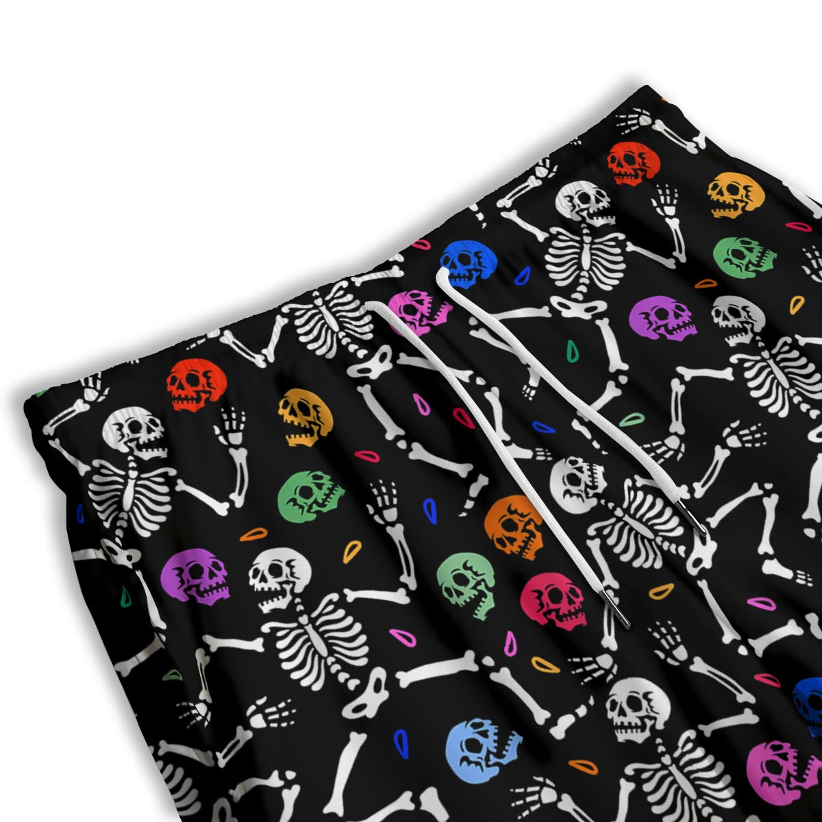 Skeleton Dancing Trippy Print Pattern Men's Athletic Shorts
