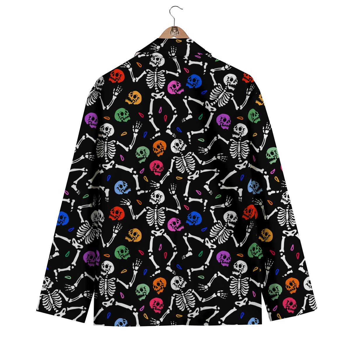 Skeleton Dancing Trippy Print Pattern Men's Blazer-grizzshop