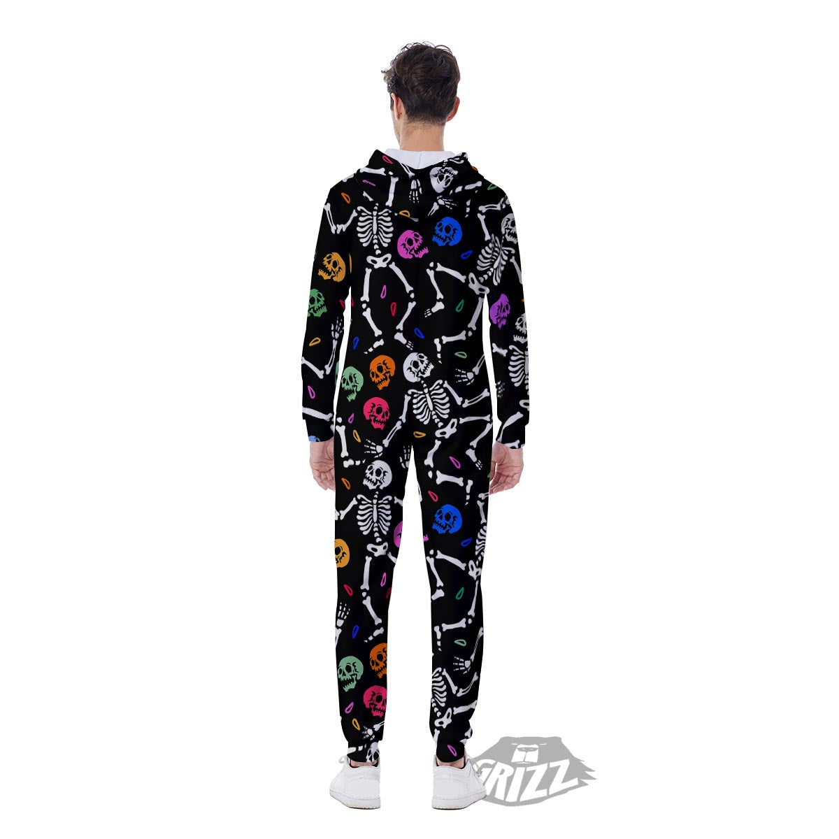 Skeleton Dancing Trippy Print Pattern Men's Jumpsuit-grizzshop