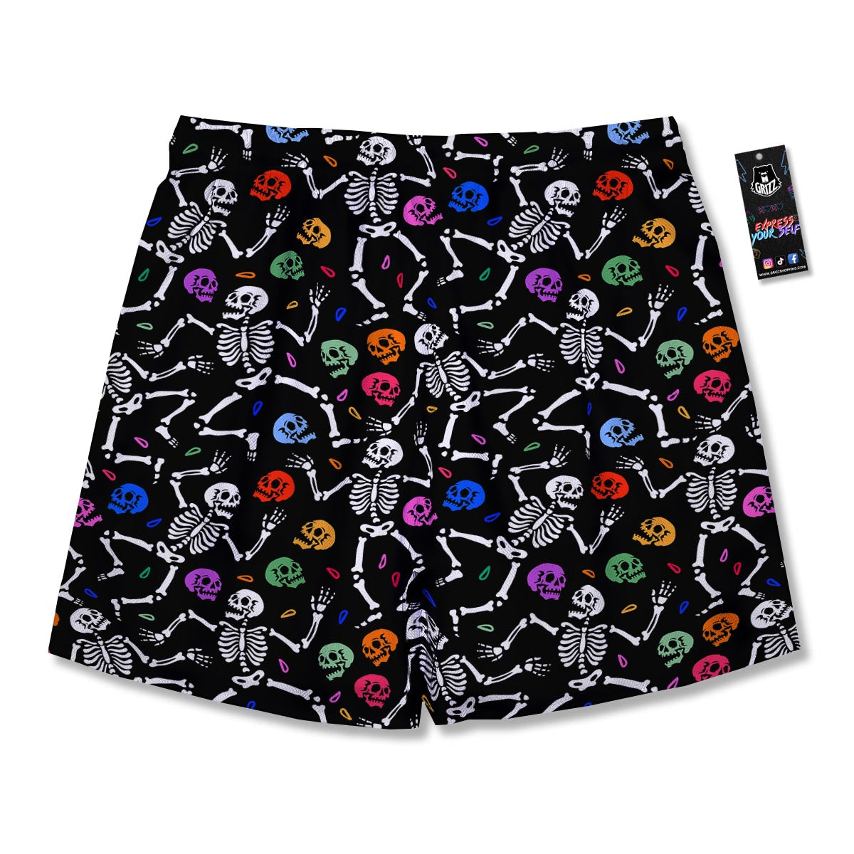 Skeleton Dancing Trippy Print Pattern Men's Running Shorts-grizzshop