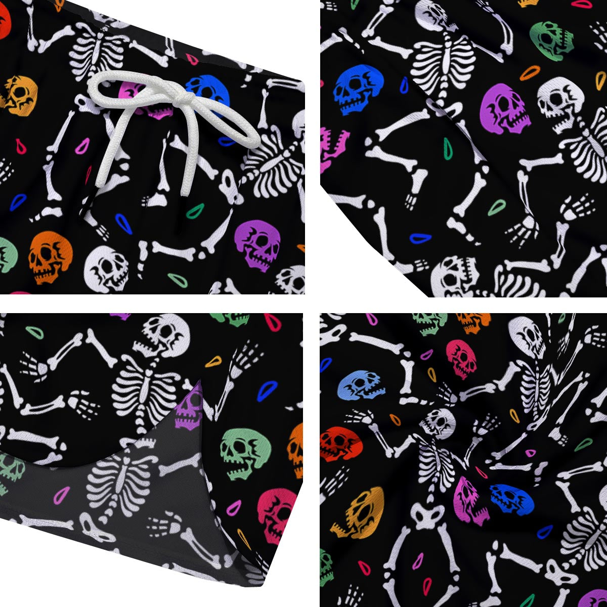 Skeleton Dancing Trippy Print Pattern Men's Running Shorts-grizzshop