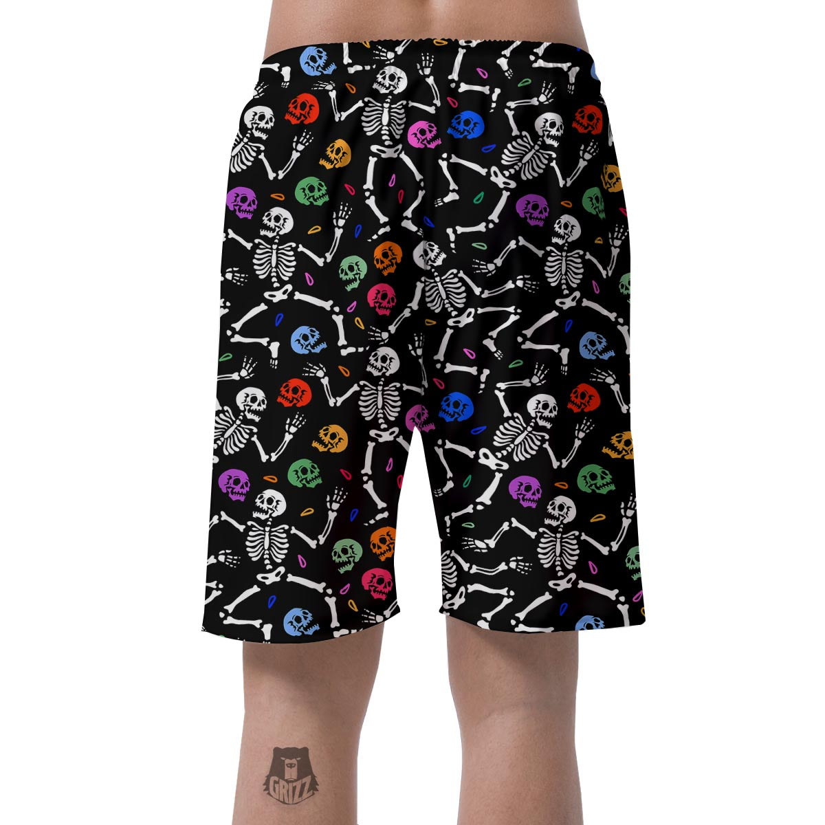 Skeleton Dancing Trippy Print Pattern Men's Shorts-grizzshop