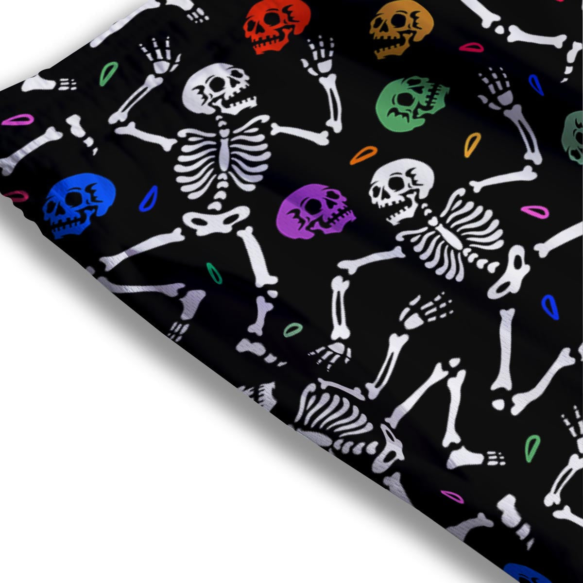 Skeleton Dancing Trippy Print Pattern Mesh Shorts