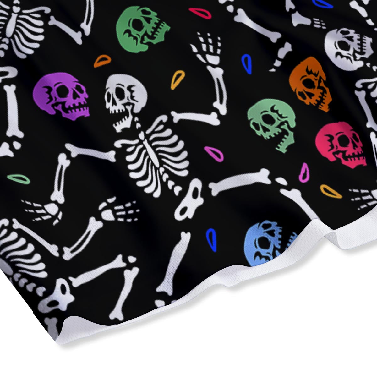 Skeleton Dancing Trippy Print Pattern Mesh Shorts