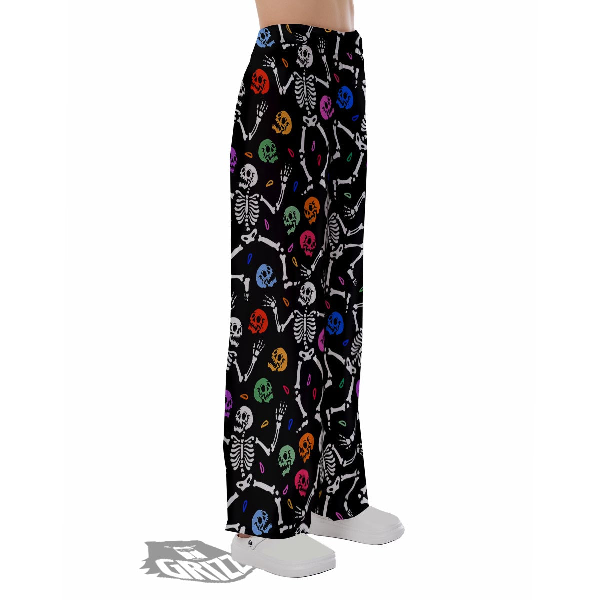 Skeleton Dancing Trippy Print Pattern Pajama Pants-grizzshop