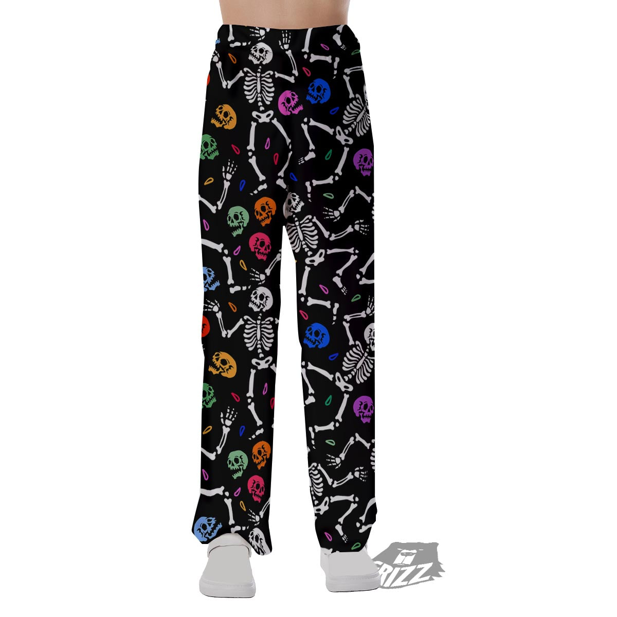 Skeleton Dancing Trippy Print Pattern Pajama Pants-grizzshop