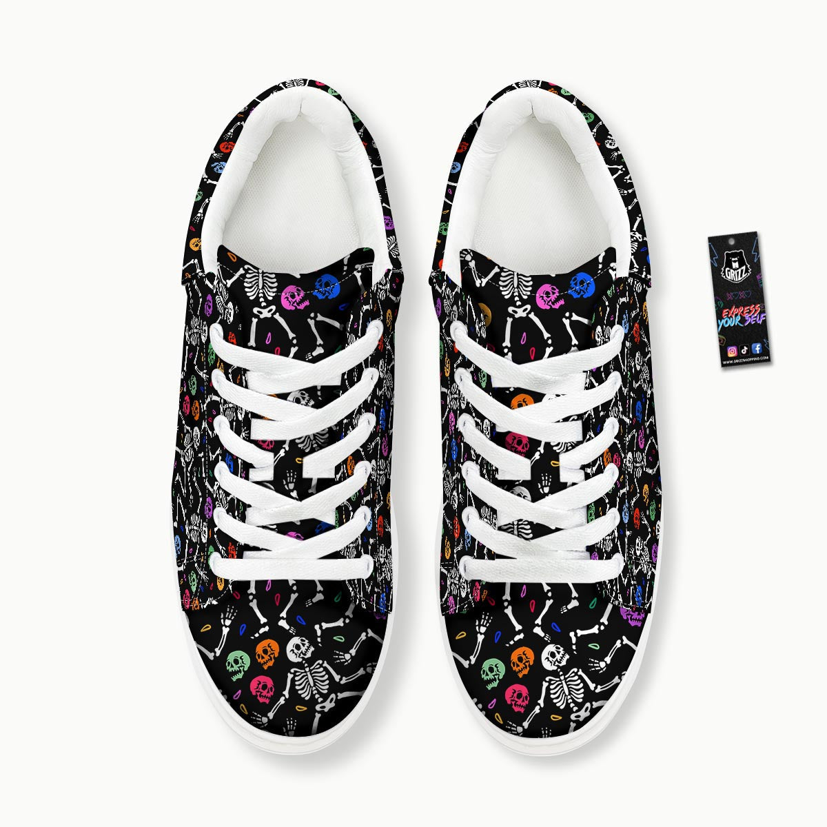 Skeleton Dancing Trippy Print Pattern Platform Shoes-grizzshop