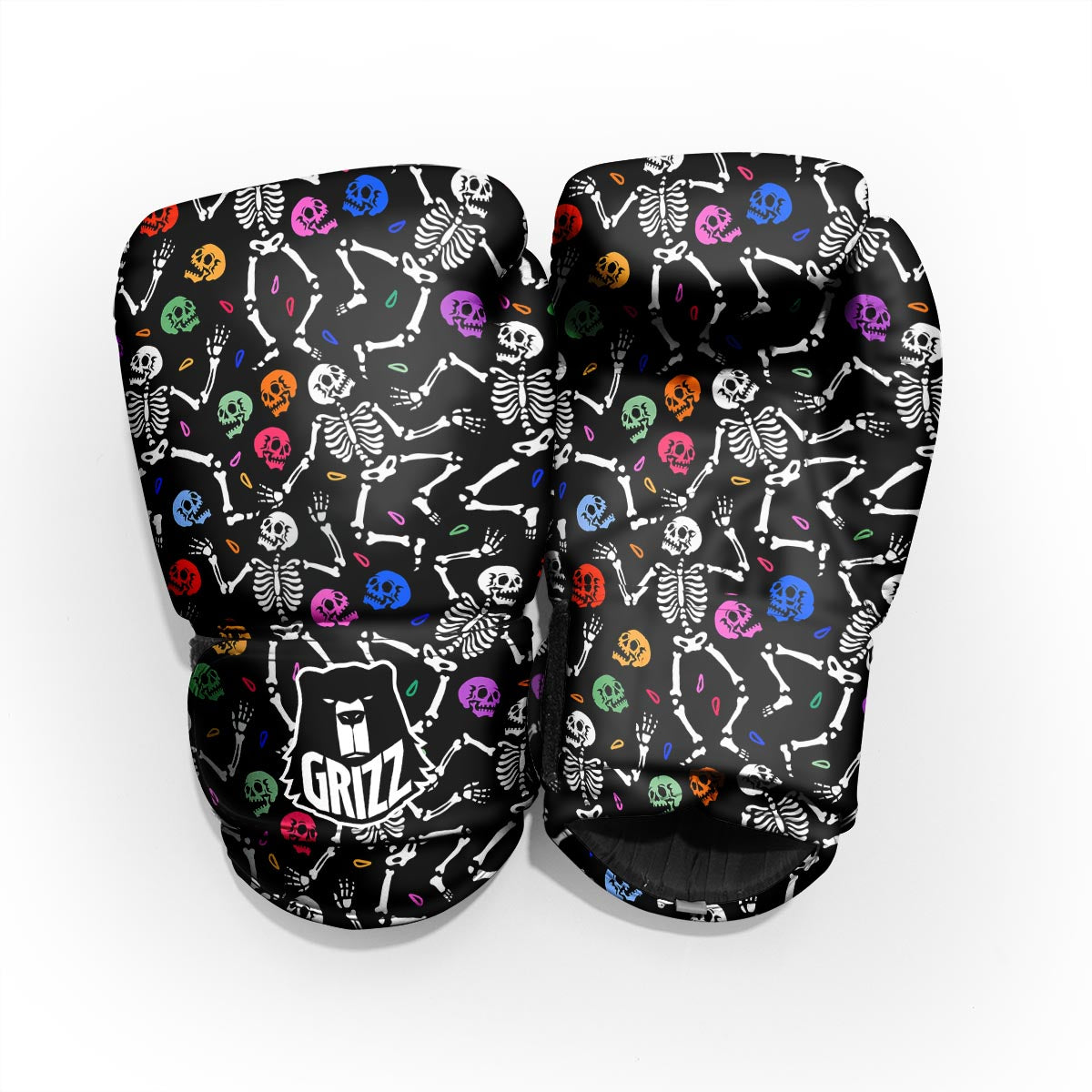Skeleton Dancing Trippy Print Pattern Sparring Gloves-grizzshop