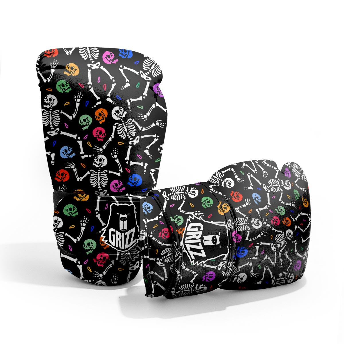 Skeleton Dancing Trippy Print Pattern Sparring Gloves-grizzshop
