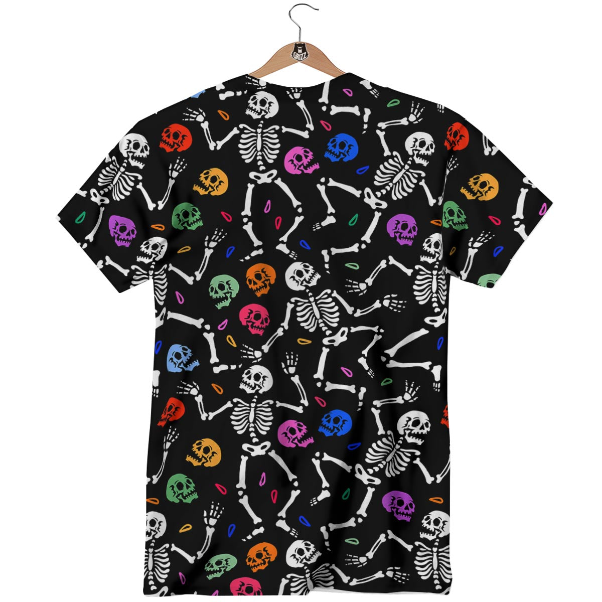 Skeleton Dancing Trippy Print Pattern T-Shirt-grizzshop