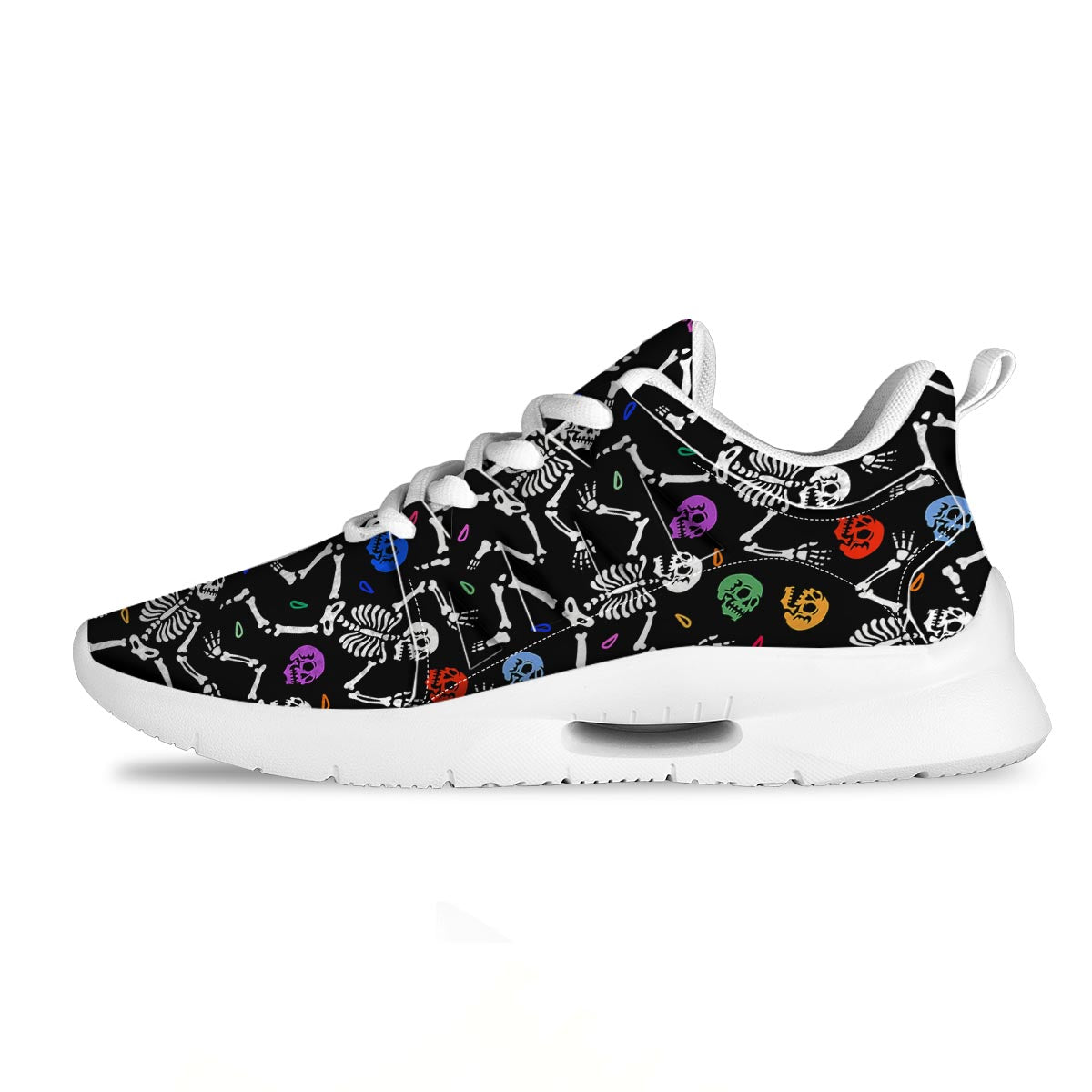 Skeleton Dancing Trippy Print Pattern Tennis Shoes-grizzshop