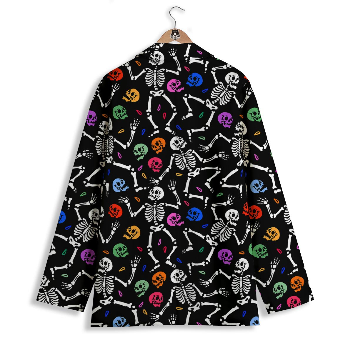 Skeleton Dancing Trippy Print Pattern Women's Blazer-grizzshop