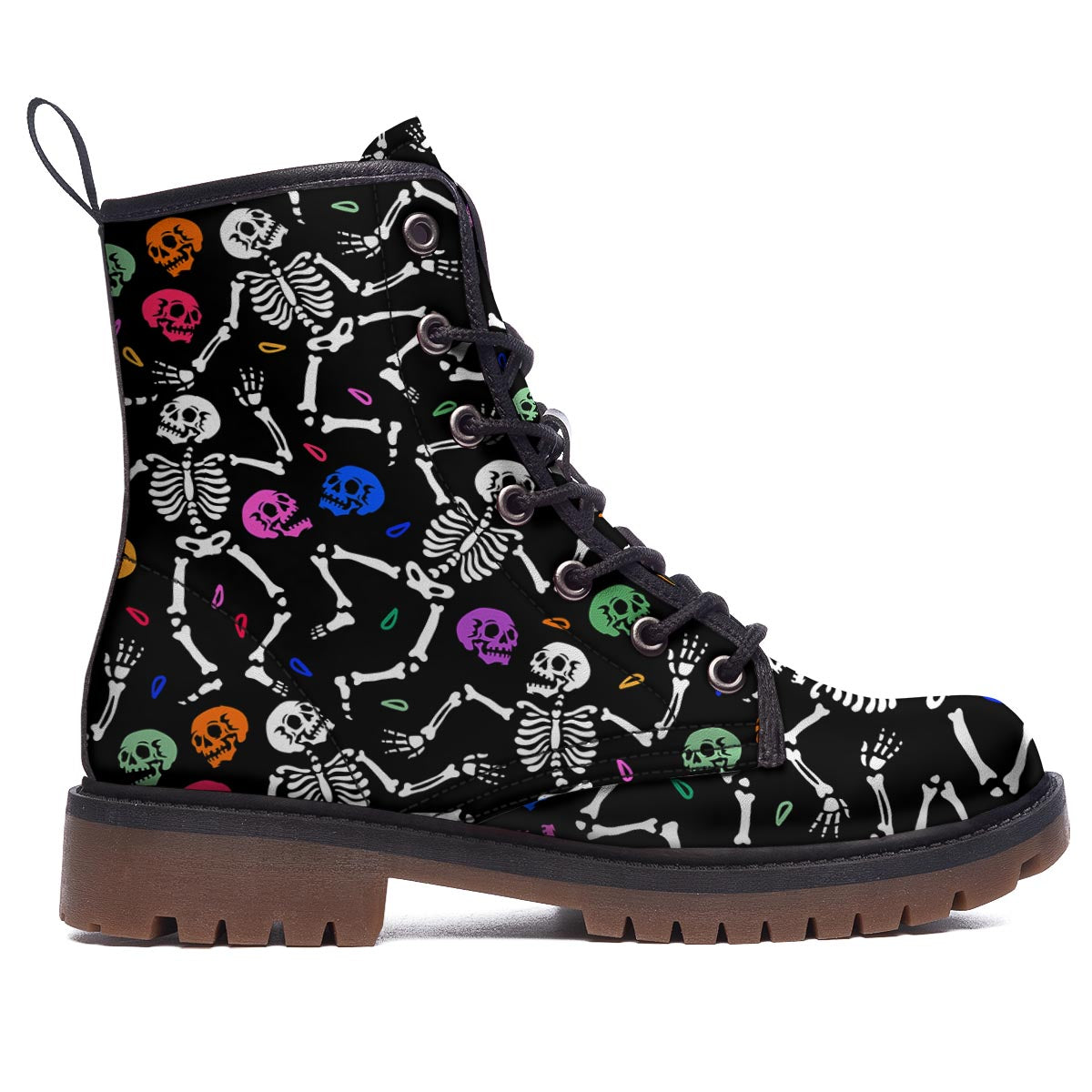 Skeleton Dancing Trippy Print Pattern Work Boots-grizzshop