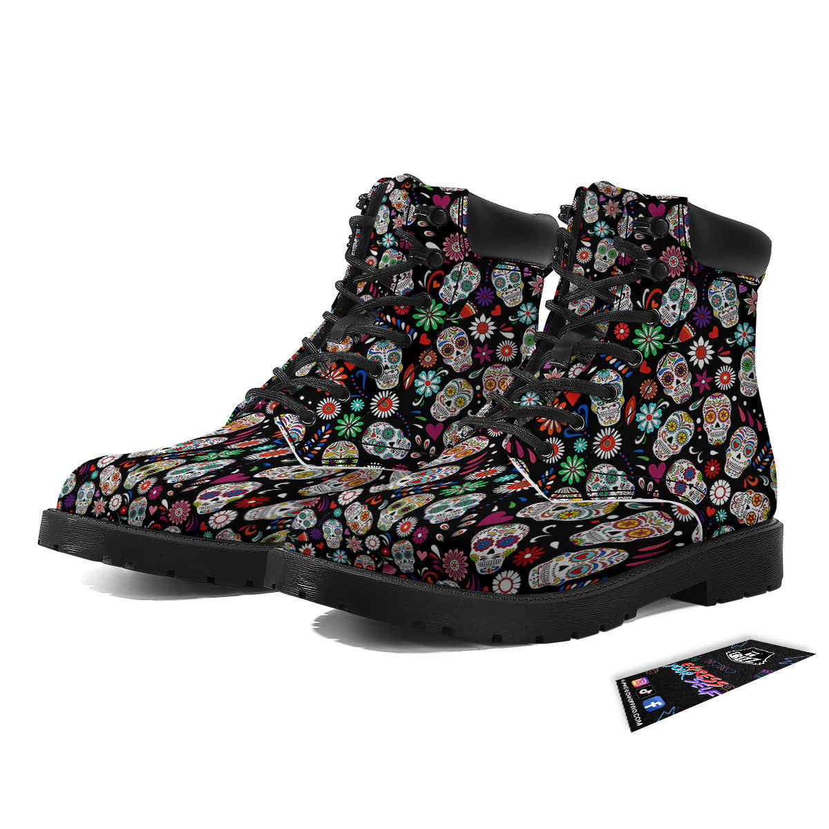 Skeleton Day Of The Dead Print Pattern Boots-grizzshop