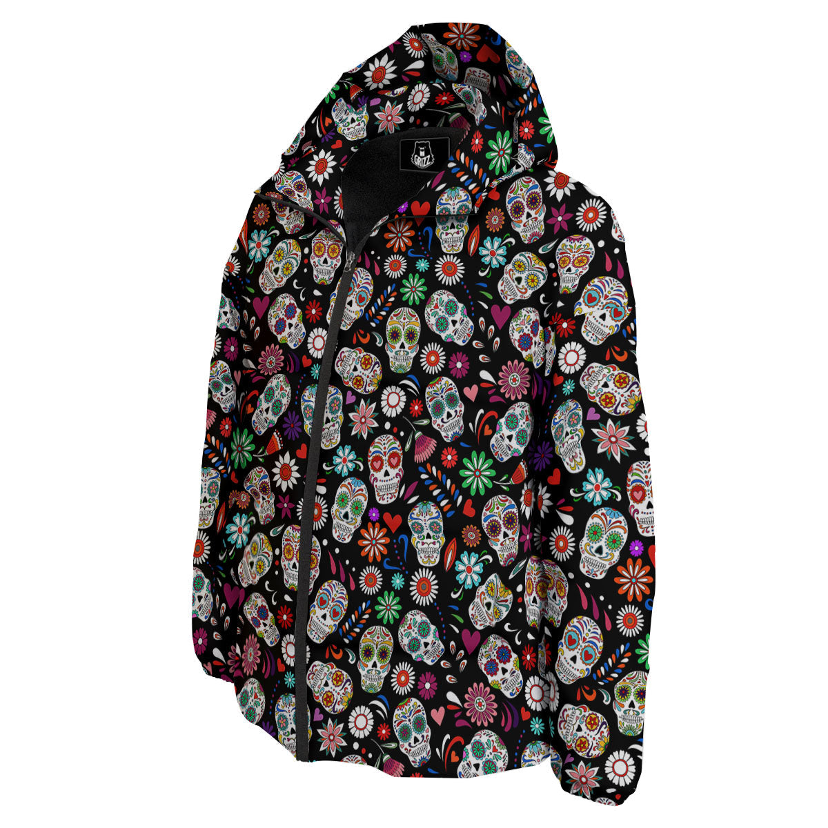 Skeleton Day Of The Dead Print Pattern Down Jacket-grizzshop